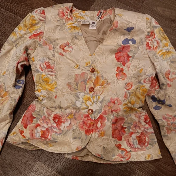 Vintage Ungaro Parallele ParisMulticolor Floral Blazer Sz 6